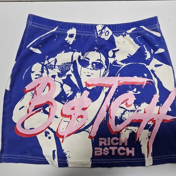 katyaroulette Dresses & Skirts - Rich B$tch Graphic Skirt - Blue and Pink